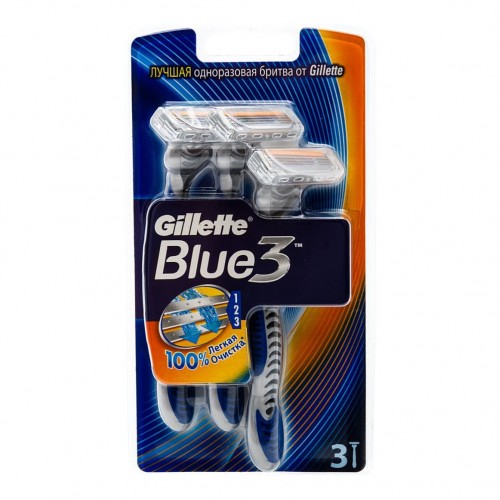 Бритвенный станок одноразовый Gillette Blue 3 В блистере (3 шт)