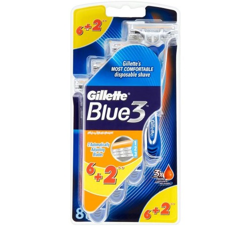 Станок бритвенный одноразовый Gillette Blue 3 в блистере (8 шт)