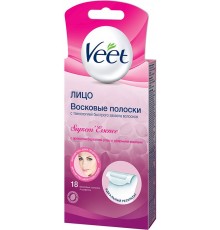 Полоски восковые Veet Easy Gel для лица с ароматом розы (18 шт)