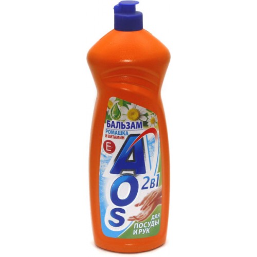 Средство для мытья посуды AOS 2в1 Бальзам Ромашка и витамин Е (1 л)