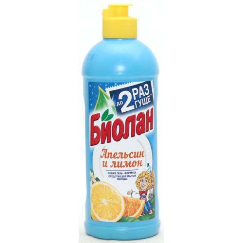 Средство для мытья посуды Биолан Апельсин и Лимон (450 мл)
