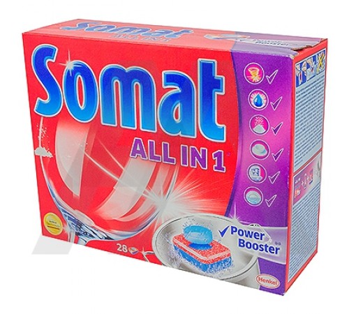 Таблетки для посудомоечных машин Somat All in 1 (28 шт)