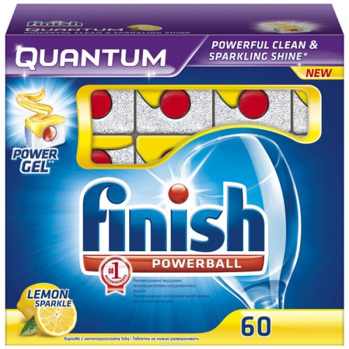 Таблетки для посудомоечных машин Finish Quantum Shine&Protect Блеск и Защита Лимон (60 шт)