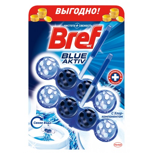 Средство чистящее для унитаза Bref Blue Aktiv С хлор-компонентом (2*50 гр)