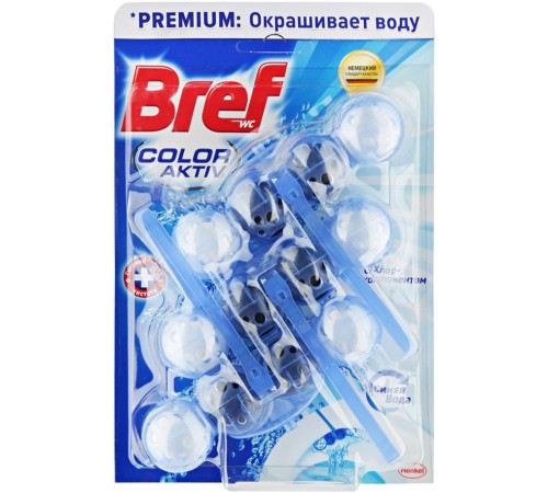 Туалетный блок Bref Color Актив Premium с Хлор-компонентом (3*50 гр)