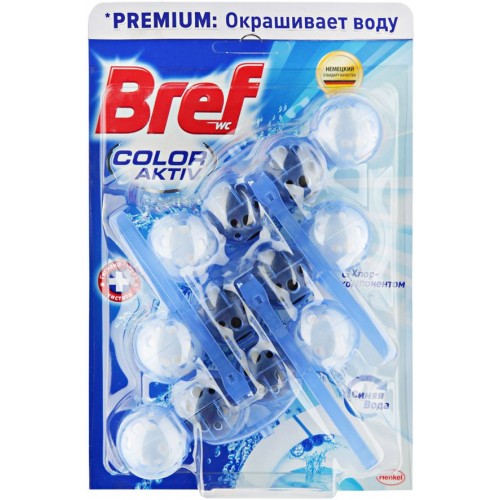 Туалетный блок Bref Color Актив Premium с Хлор-компонентом (3*50 гр)