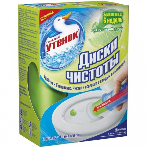 Средство для унитаза Туалетный Утенок Диски чистоты Цитрусовый Бриз (6 шт)