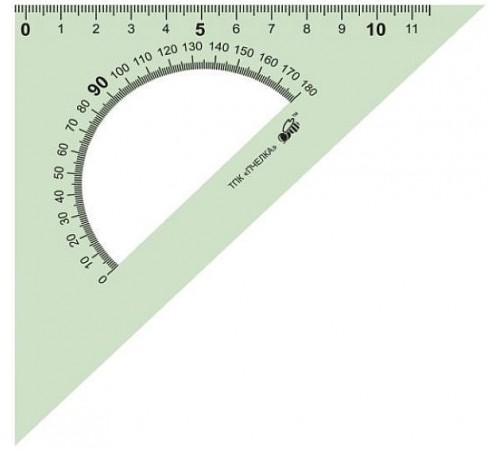 Треугольник 45*120 пластиковый с транспортиром Пчелка ТТ-12
