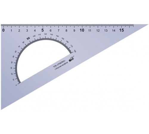 Треугольник 30*170 пластиковый с транспортиром Пчелка ТТ-17 тонированный