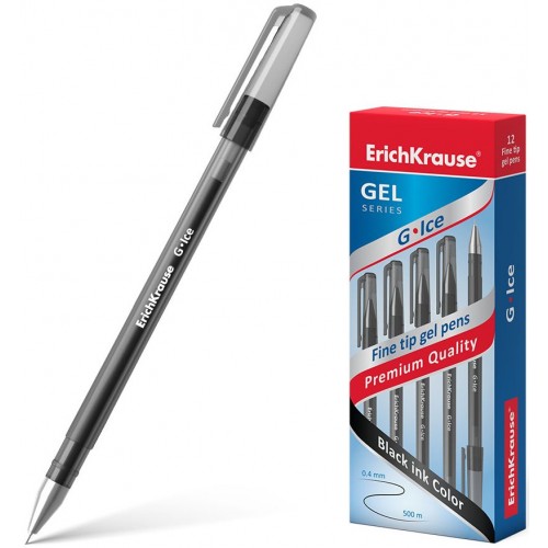 Ручка гелевая 0.5 Черная Игольчатый узел G-Ice EK-39004