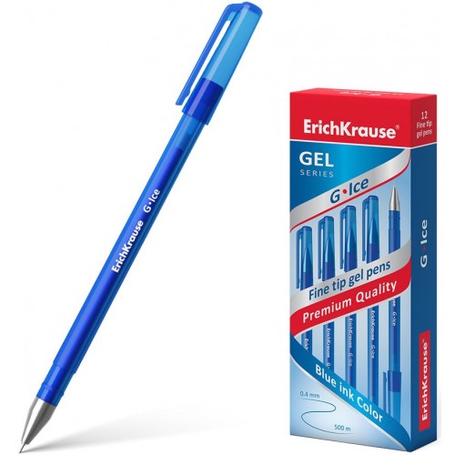 Ручка гелевая 0.5 Синяя Игольчатый узел G-Ice EK-39003
