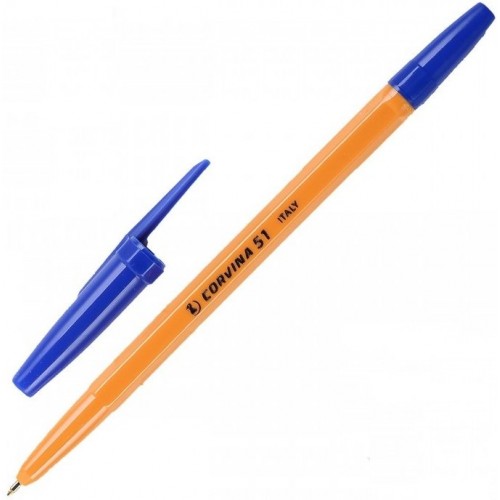 Ручка шариковая 1.0 Синяя Corvina 51 40163/02G желтый корпус