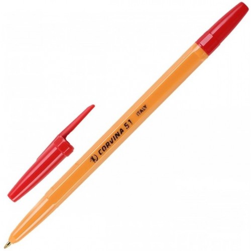 Ручка шариковая 1.0 Красная Corvina 51 40163/03G желтый корпус