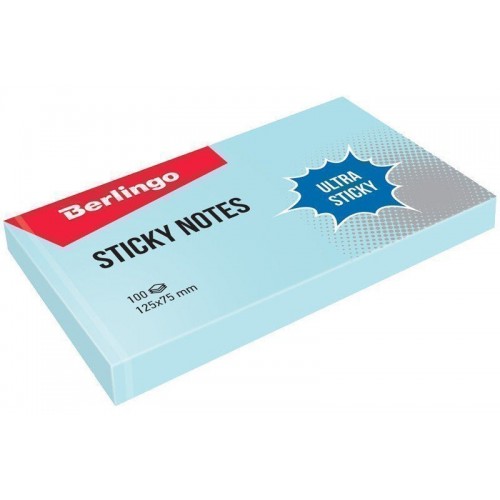 Самоклеящийся блок Berlingo Ultra Sticky 125*75мм голубой LSn_39302 (100 лист)