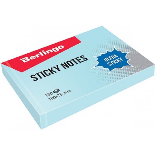 Самоклеящийся блок Berlingo Ultra Sticky 100*75мм голубой LSn_39502 (100 лист)