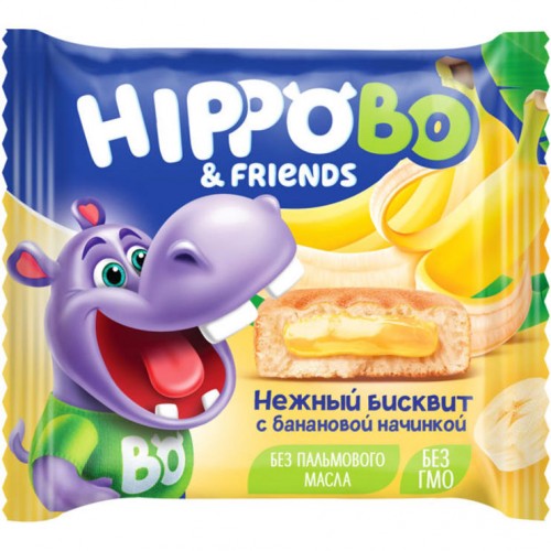 Пирожное бисквитное HIPPO BO с банановой начинкой (32 гр)