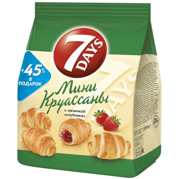 Мини-круассаны 7DAYS Клубника (105 гр) Мини-круассаны 7DAYS Клубника (105 гр)