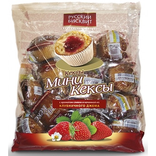 Мини-кексы Русский бисквит Клубника со сливками (450 гр) 