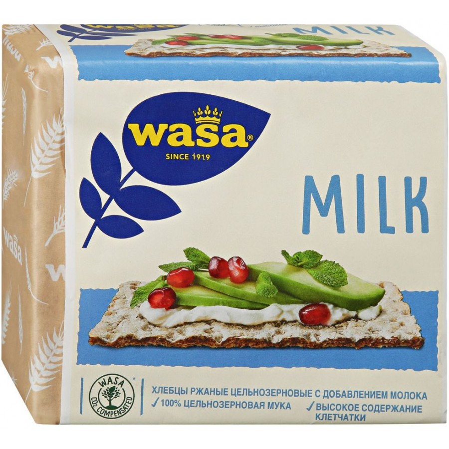 Хлебцы Wasa Milk ржаные цельнозерновые с молоком (230 гр) купить с  доставкой по Владикавказу и России | Alania-Market