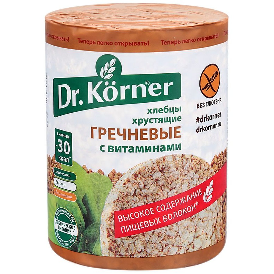 Хлебцы Dr. Korner Гречневые с витаминами (100 гр) купить с доставкой по  Владикавказу и России | Alania-Market