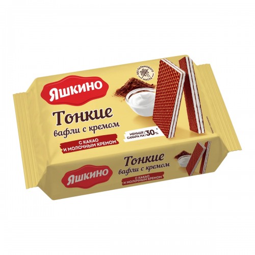 Вафли Яшкино тонкие с какао и молочным кремом (144 гр)