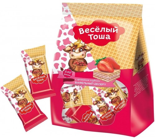 Вафельный десерт Веселый Тоша с ароматом клубники (250 гр)