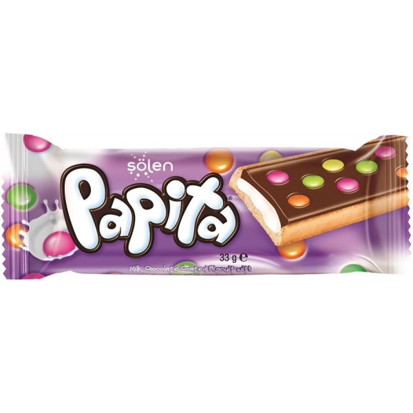 Печенье Papita с молочным шоколадом, кремом и драже (33 гр) Печенье Papita с молочным шоколадом, кремом и драже (33 гр)