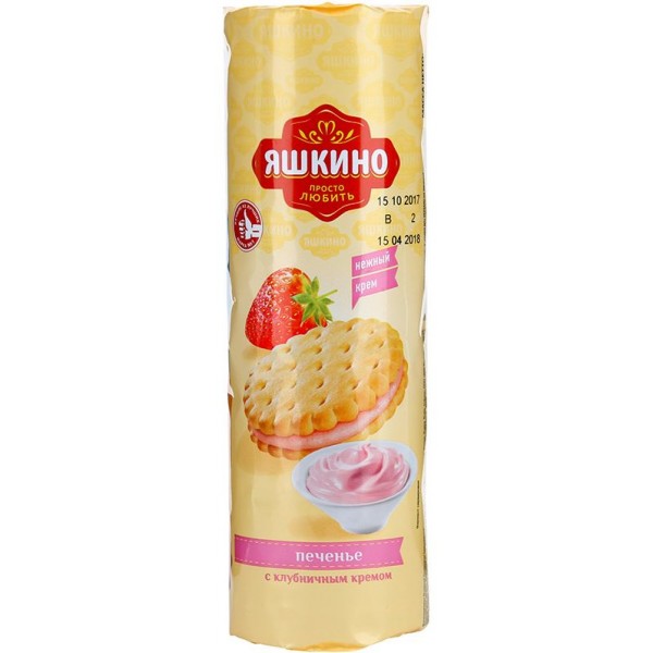 Печенье затяжное Яшкино с клубничным кремом (182 гр) Печенье затяжное Яшкино с клубничным кремом (182 гр)