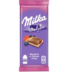 Шоколад молочный Milka Миндаль и Лесные ягоды (90 гр)
