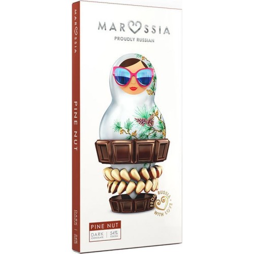 Шоколад тёмный Marssia с кедровым орехом 54% какао (100 гр)