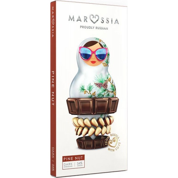Шоколад тёмный Marssia с кедровым орехом 54% какао (100 гр) Шоколад тёмный Marssia с кедровым орехом 54% какао (100 гр)