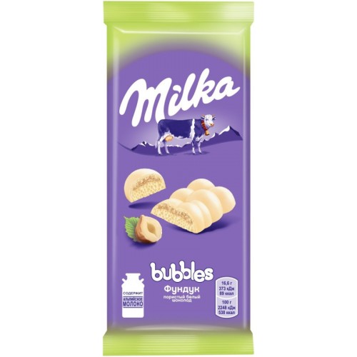 Шоколад белый пористый Milka Bubbles Фундук (83 гр)