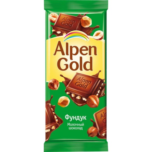Шоколад Alpen Gold молочный с дробленым фундуком (85 гр)