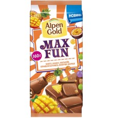 Шоколад молочный Alpen Gold Max Fun Манго-Ананас-Маракуйя (150 гр)