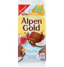 Шоколад Alpen Gold молочный Инжир-Кокос-Крекер (85 гр)