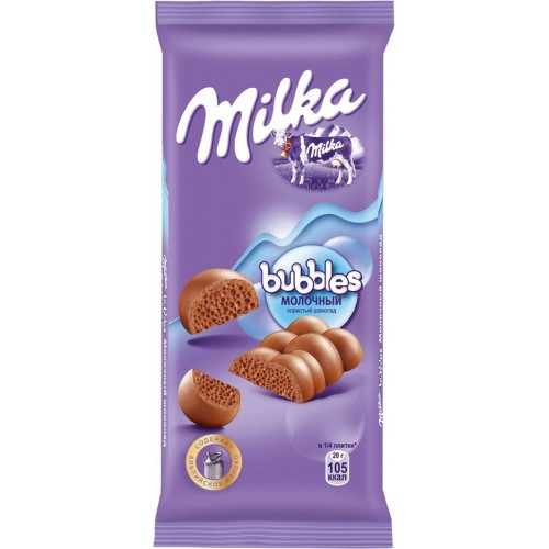 Шоколад молочный Milka Bubbles пористый (80 гр)