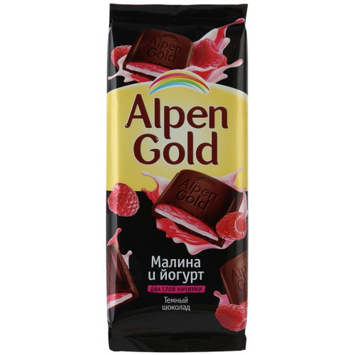 Шоколад Alpen Gold Темный шоколад Малина и йогурт (90 гр)