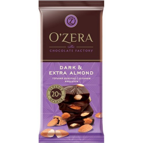 Шоколад горький O'Zera Dark & Extra almond 55% (90 гр)