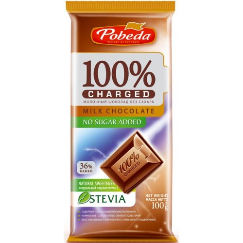 Шоколад молочный без добавления сахара Charged 36% какао (100 гр)