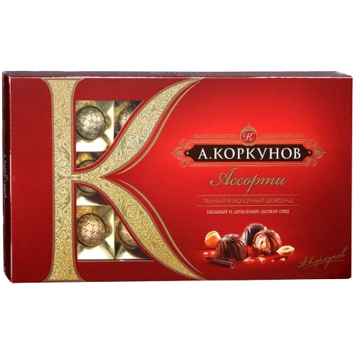 Набор шоколадных конфет Коркунов Ассорти Темный/молочный шоколад (190 гр)