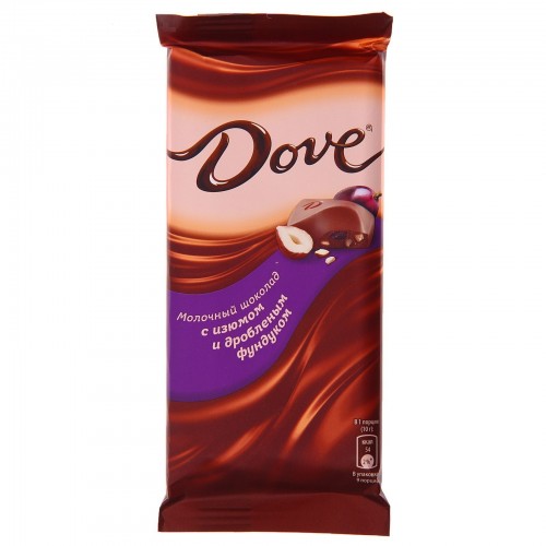 Шоколад Dove Молочный с изюмом и дробленым фундуком (90 гр)