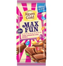 Шоколад молочный Alpen Gold Max Fun Арахис-Драже-Карамель (160 гр)