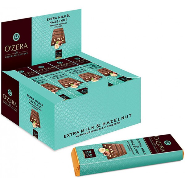 Шоколадный батончик O'Zera Extra milk & Hazelnut (42 гр) Шоколадный батончик O'Zera Extra milk & Hazelnut (42 гр)