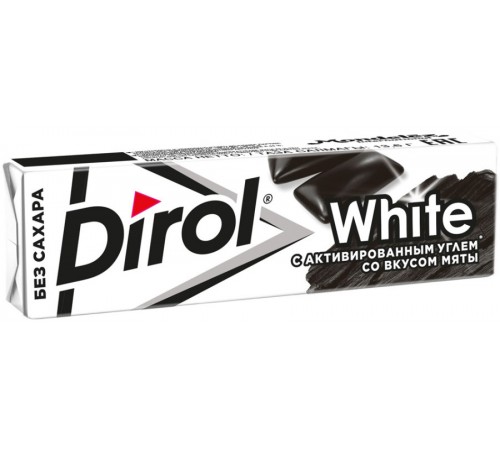 Жевательная резинка Dirol White с активированным углем, со вкусом мяты (13.6 гр)