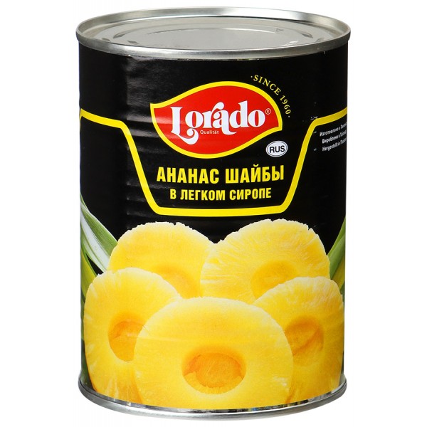 Ананасы Lorado Шайбы в легком сиропе (580 мл) Ананасы Lorado Шайбы в легком сиропе (580 мл)