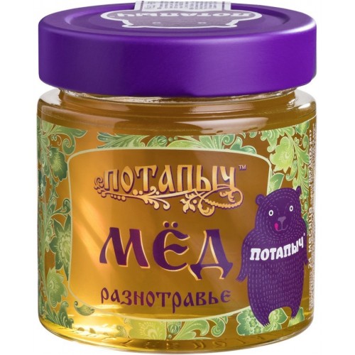 Мёд разнотравье натуральный Потапыч (250 гр) ст/б