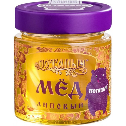 Мёд липовый натуральный Потапыч (250 гр) ст/б