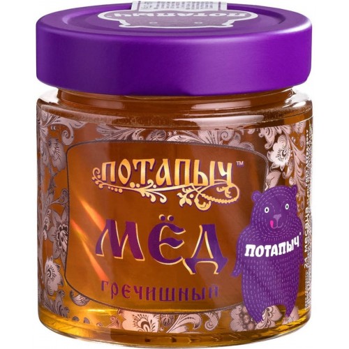 Мёд гречишный натуральный Потапыч (250 гр) ст/б