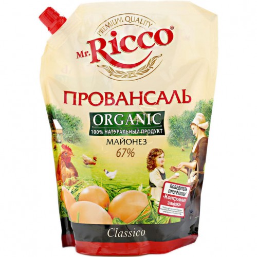 Майонез Mr.Ricco Organic Провансаль 67% Classico (800 мл)