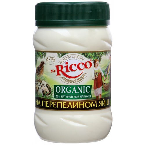 Майонез Mr.Ricco Organic на перепелином яйце 67% (450 гр) ПЭТ 